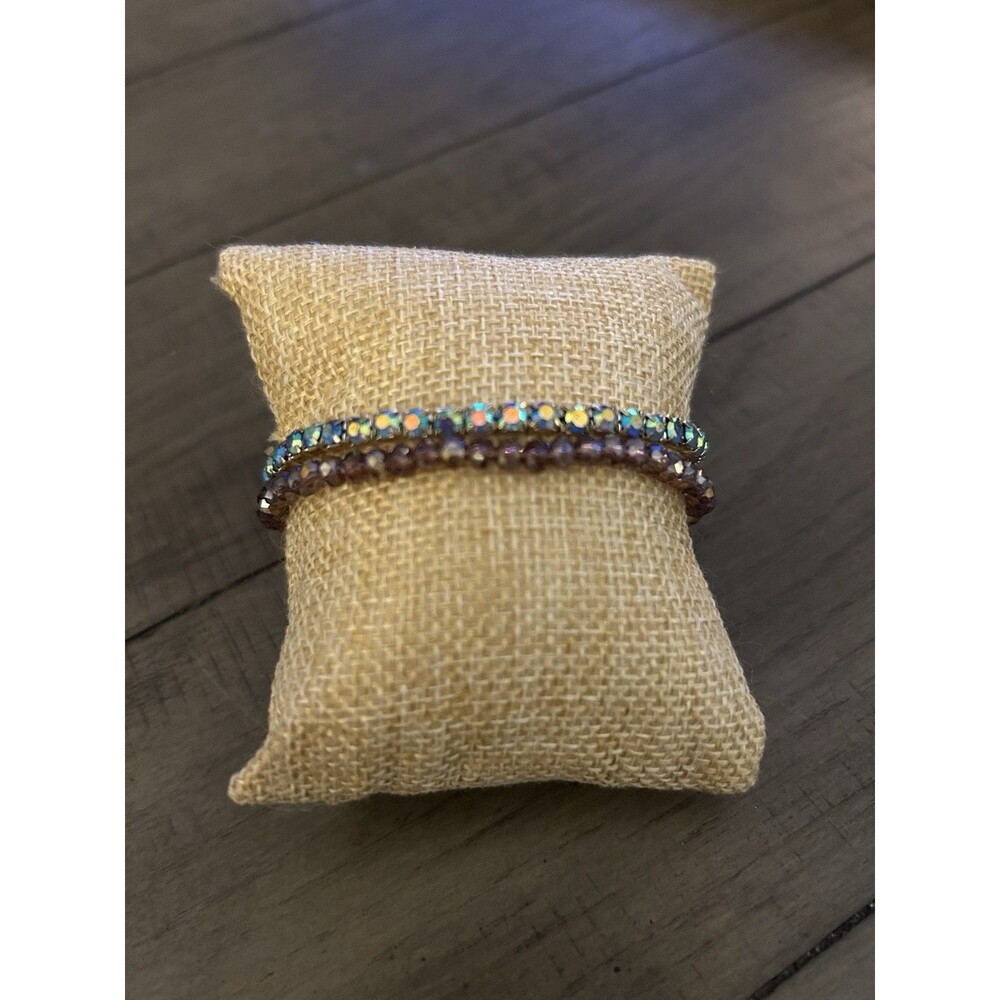Aurora Borealis And Rose Color Crystal Stretch Bracelets